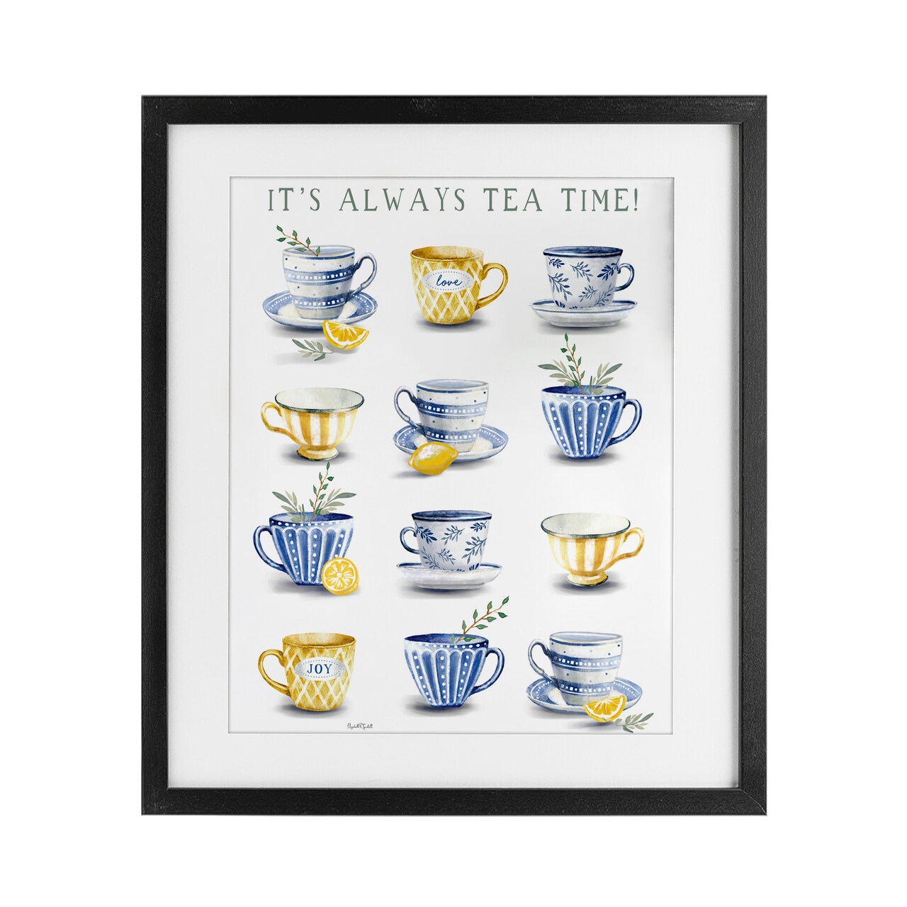 Stupell Industries It's Always Tea Time Framed Print Under Glass, design by Elizabeth Tyndall
